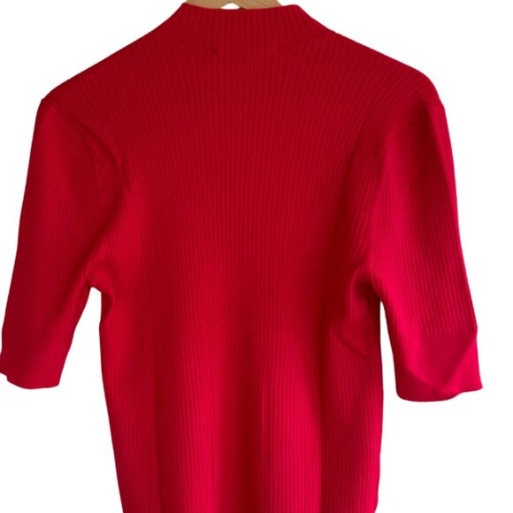 NWT LOFT Ribbed Shoulder Button Mock Neck SweaterWomen's L/10/12 Red - Picture 4 of 7